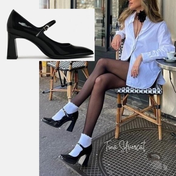 BLOGGER'S FAVE! Zara Ballet Mary Janes Pump Black NWT - Picture 1 of 6